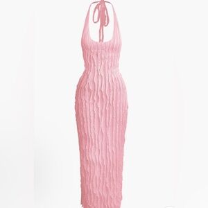 MICAS Pink Ruffled Halter Dress